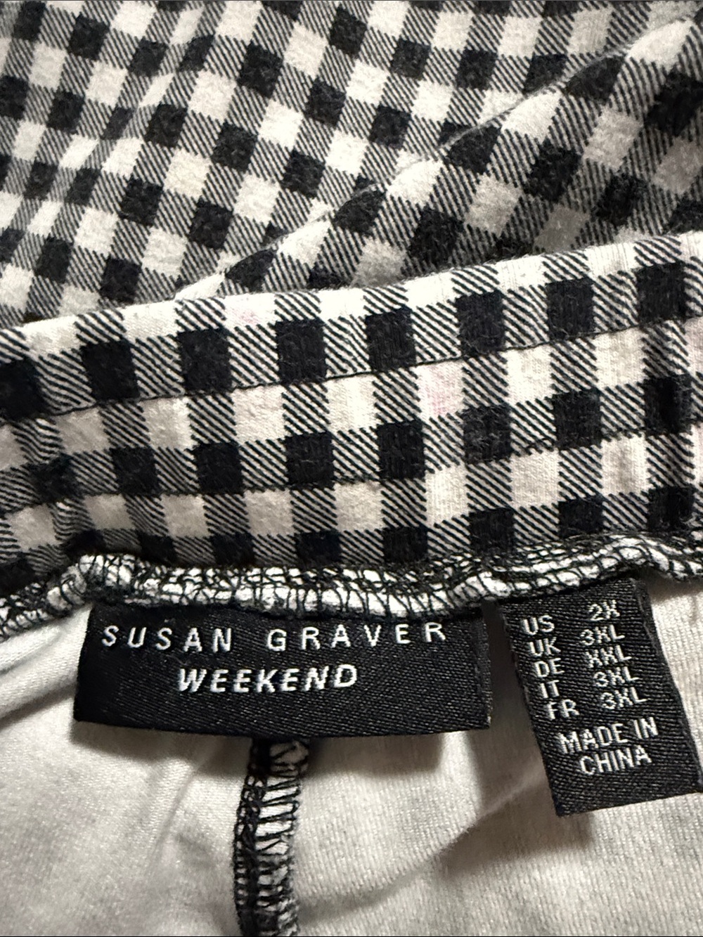 Susan Graver Black and White Gingham Cropped Pants - Picture 2 of 4